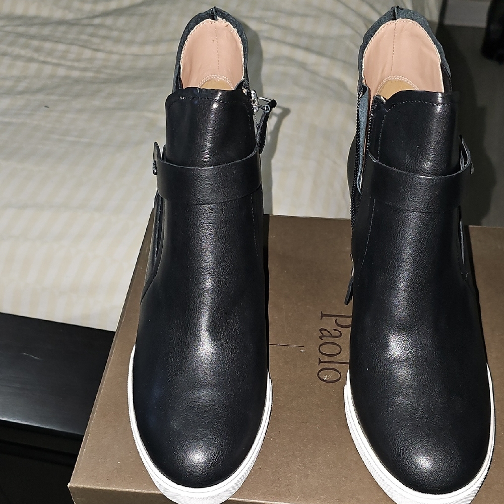 Black Ankle Boots with White Soles